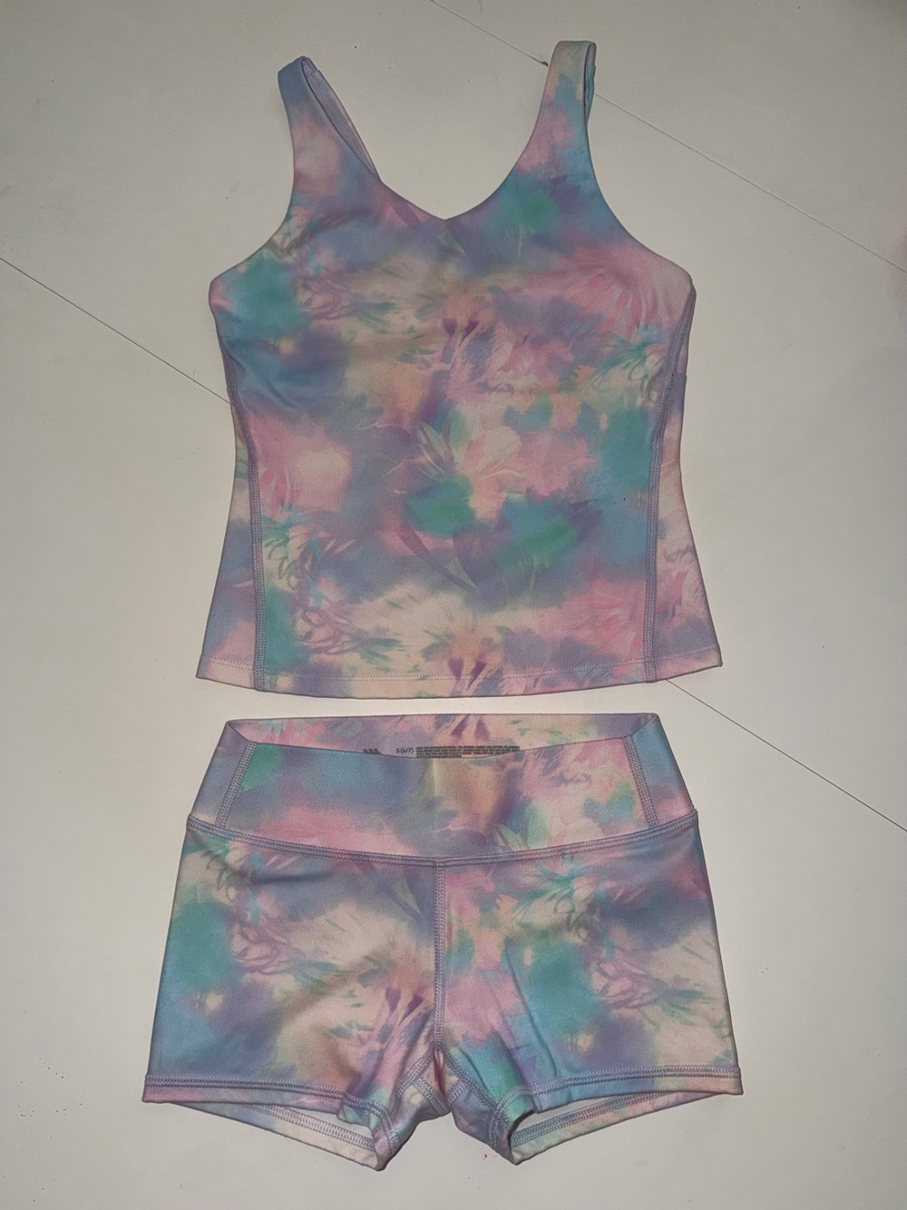 all in motion Girls Tie-Dye Pastel Tank & Shorts Set - Pink, Purple, Blue, Green